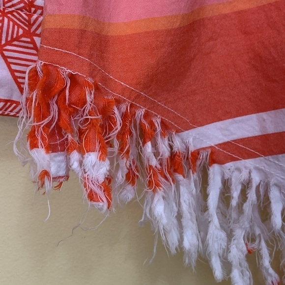 Tizzie | Creamsicle Dreamsicle Striped Fringed 100% Cotton Button Down Shirt M - Picture 9 of 17
